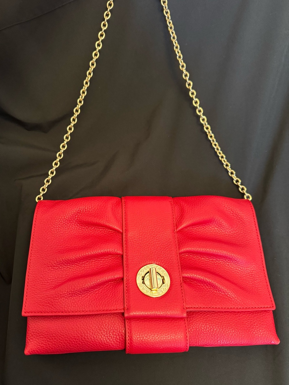Brand New & Stunning Cole Haan Bow Clutch Purse in Tango Red